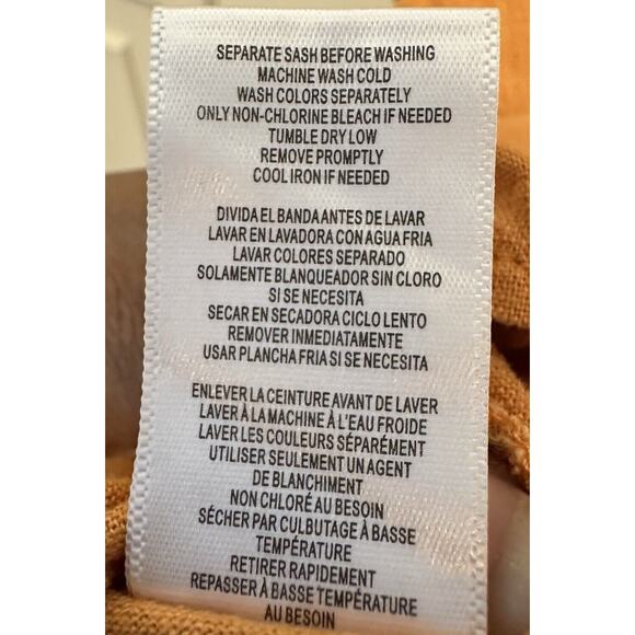 Maison Tara 18W Dress Linen Blend Squareneck Sleeveless Belt Lagenlook Orange - Picture 8 of 9